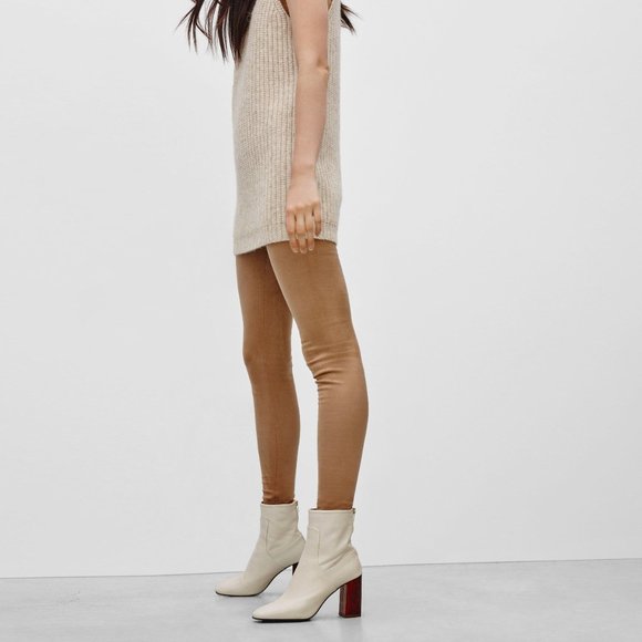 wilfred free daria faux suede tan leggings medium - Picture 2 of 9
